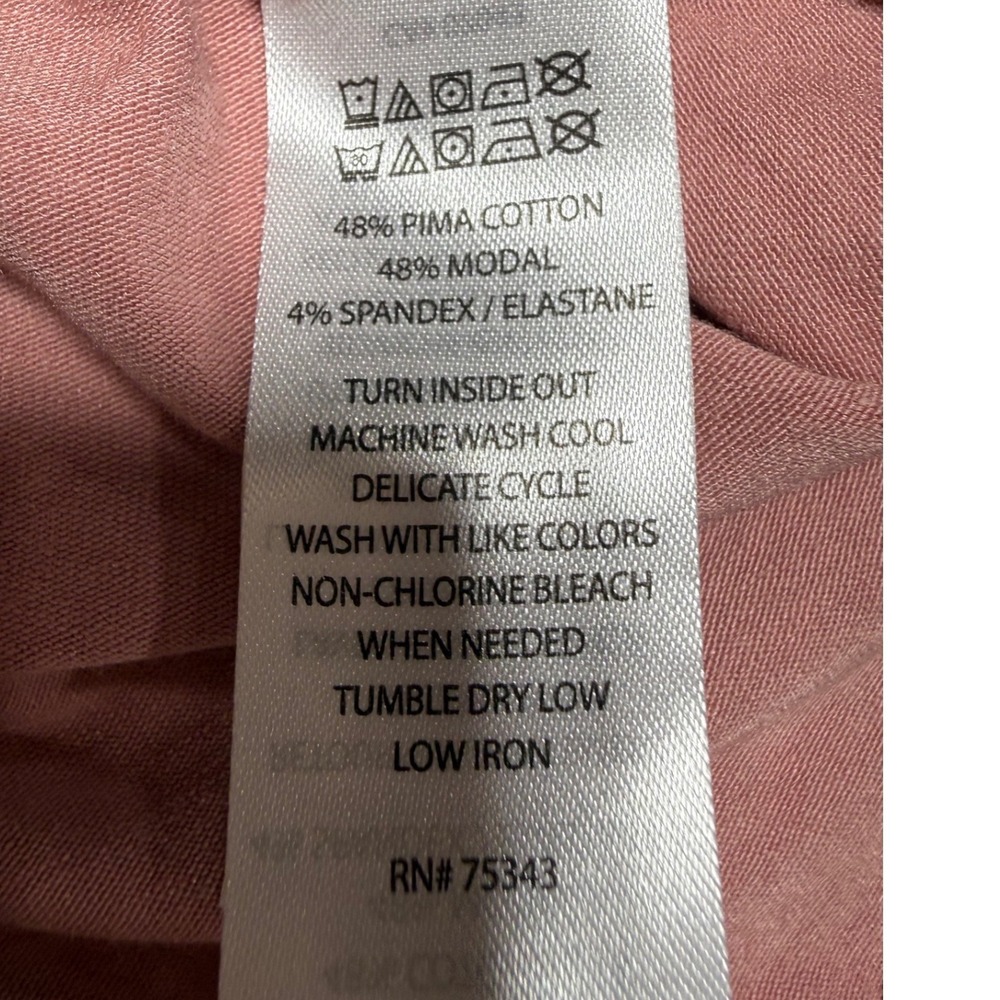 Tahari Women 3X Dusty Rose Scoop Neck 3/4 Sleeve Cotton Top relaxed fit soft - Picture 6 of 6